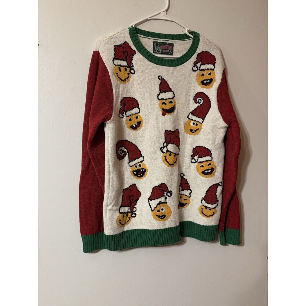 Emoji Faces Ugly Christmas Sweater Holiday Party Unisex Size Medium